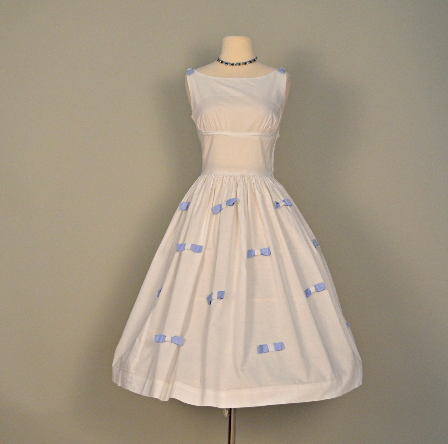 Vintage 1950s Wedding Dress...Darling Short White Cotton KERRYBROOKE Wedding Dress Party Dress