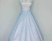 Vintage 1950s Wedding Dress...Pale Cornflower Blue DALE LYNN JUNIOR Alternative Wedding Dress Party Dress Medium