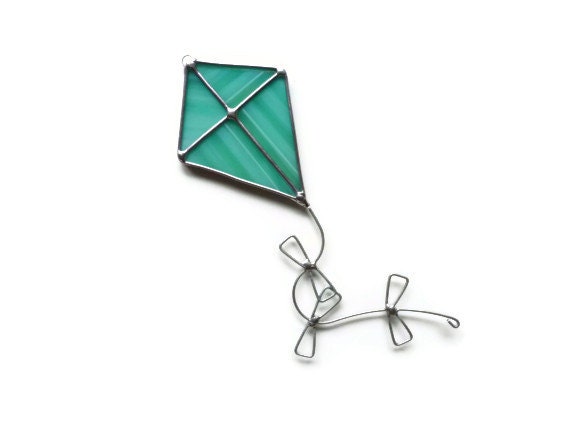 Stained Glass Kite - Turquoise Suncatcher
