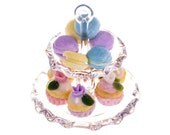 Filled glass cake stand dollhouse miniature food