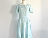 Vintage 1950s Dress / 50s dress / light blue dress / cotton dress / summer dress / womens dress /  medium large