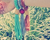 Turquoise, Orange, or Gray Adjustable Knit Braided Bracelet
