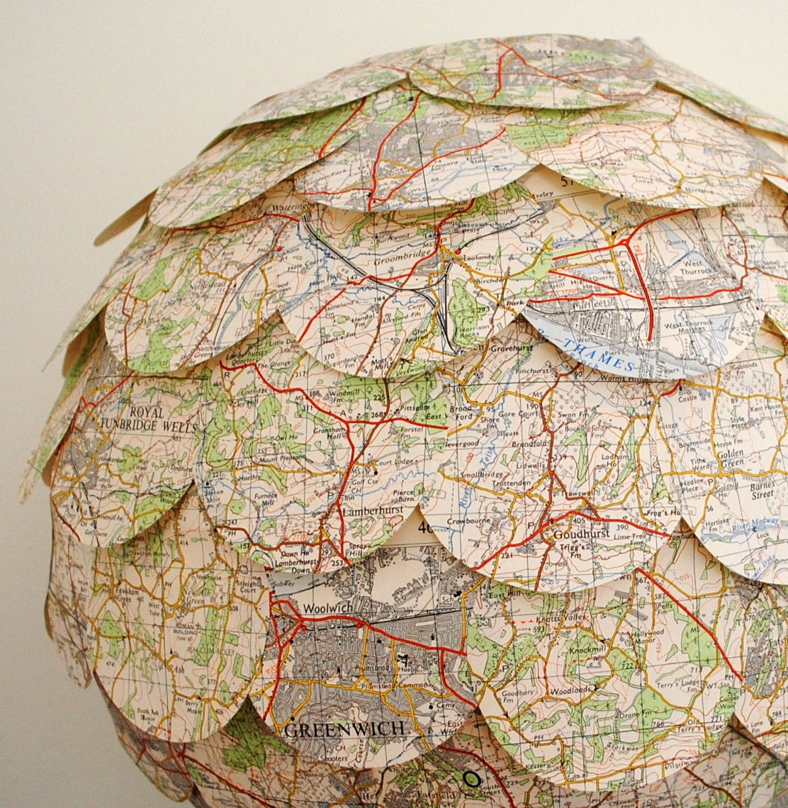 London Map Lamp Shade Paper Lantern Vintage Map Hanging Pendant Lighting Eco Home