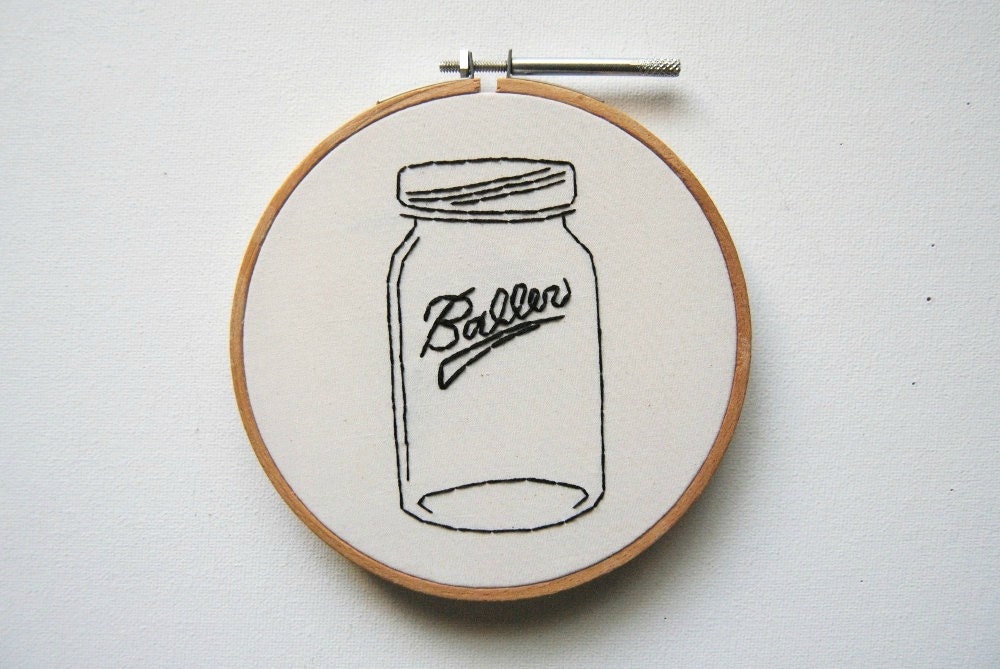 Baller - Mason Jar Embroidery Art - Funny Humor Gag Gift Canning