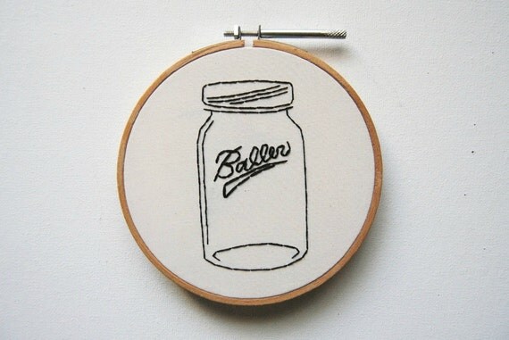 Baller - Mason Jar Embroidery Art - Funny Humor Gag Gift Canning