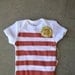 Striped Girl Oneise with shabby chic flower nb  READY TO SHIP