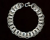 Bracelet Chain Sterling Silver Link, Circle Bracelet, Circle Chain, Silver Chainmaille, Geometric Bracelet