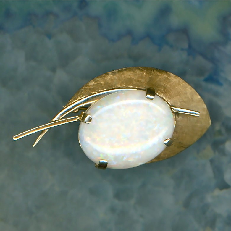 Large Opal Gold Brooch