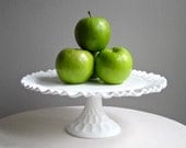 Milk Glass Wedding Cake Stand in Thumbprint Pattern by Fenton