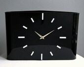 Mid Century Modern Black Acrylic Clock Corner Clock White Electric