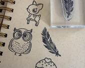Handmade Clear Rubber Feather Stamp