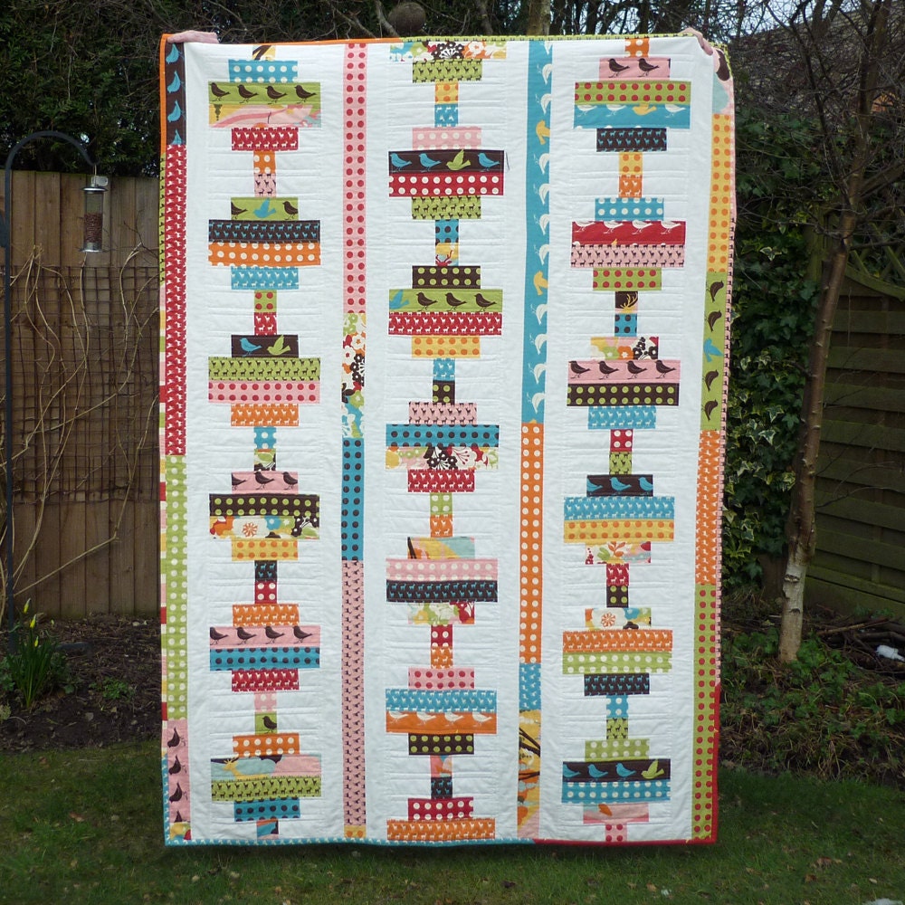 PDF Jelly Roll Quilt Pattern 4 sizes Crib to Queen - Balancing Act - Immediate Download