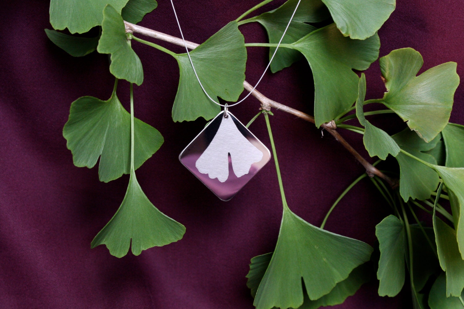 gingko pendant (square)
