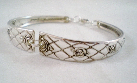 Spoon Bracelet, Silverware Spoon Jewelry, Vintage Silverware, Tufted Rose Silver, Vintage Wedding, Shabby Chic, Eco Wedding ROSE MARIE 1952