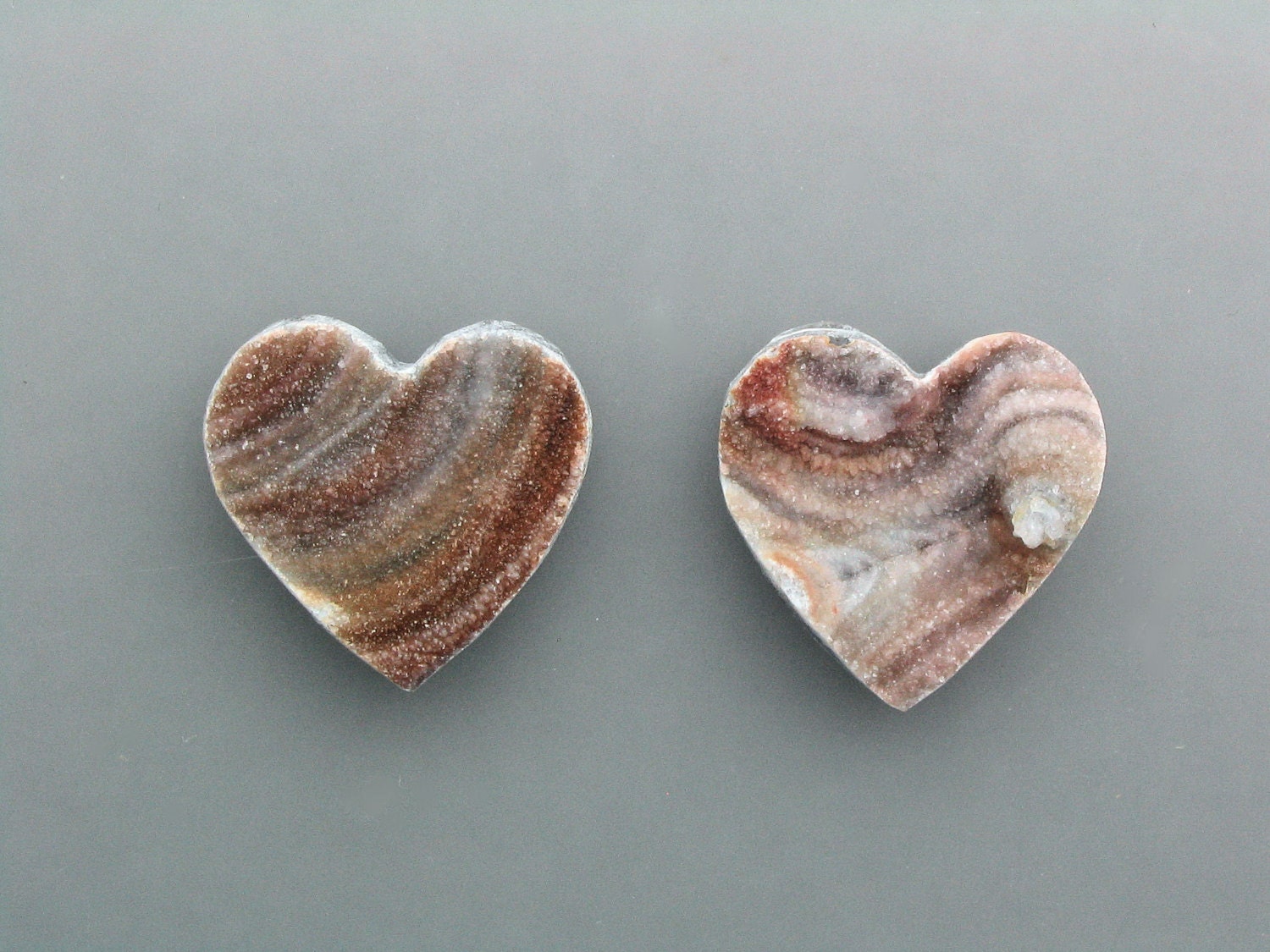 Natural Chalcedony Drusy Heart  Pair