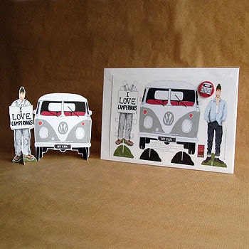 Campervan Greetings Card And Badge