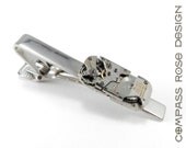 Men's Tie Clip - Steampunk Industrial Mens Wedding Accessory - Mechanical Watch Movement Tie Clip - Silver