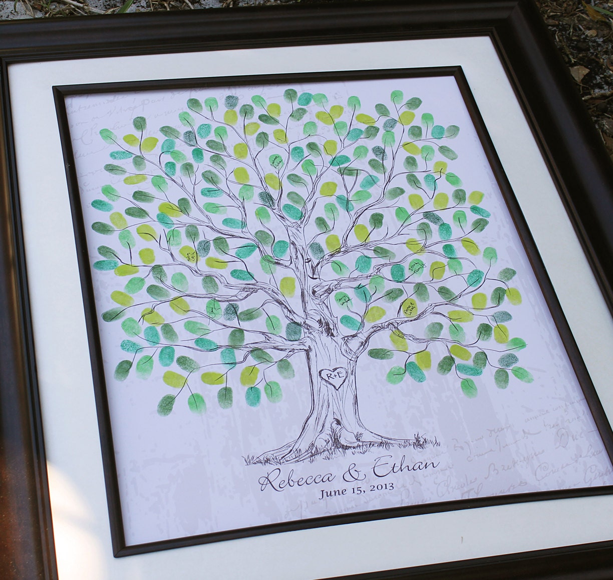 Wedding Gift Hand drawn Wedding Guest book Thumb Tree Fingerprint Tree ink Guest book alternative sketched Tree wedding tree 100-220 guests