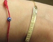 LONG Gold Medical Alert Bracelet Jewelry Hand Stamped Custom Bracelet 14k Gold Filled Plate Bar Personalized Name Jewelry English or Hebrew