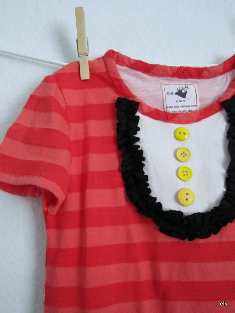Girls Dress - Red Striped Mickey Minnie Inspired, READY TO SHIP (3m, 12m, 6)