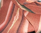 Mexican Serape/Saltillo Woven Wool Serape Rug Or Blanket- Vintage 40s Folk Art Textile Earthy Stripes With  Desert Rose Background