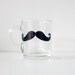 The Glass Mug . hand painted mug . moustache