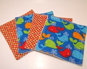 Bright Whales Bitty Baby Cloths