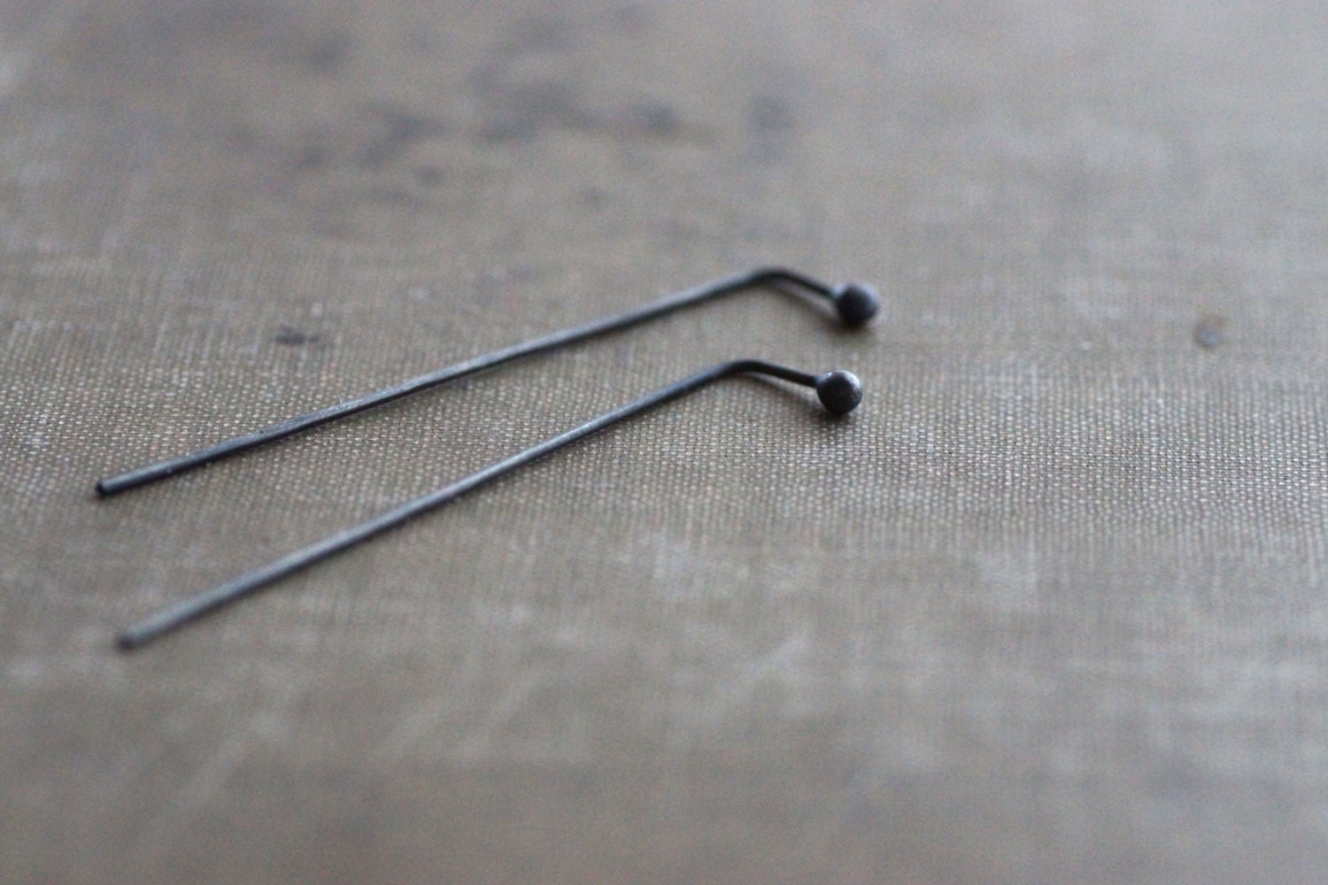 Long Oxidized Stud / Post Sterling Silver Earrings with Stem