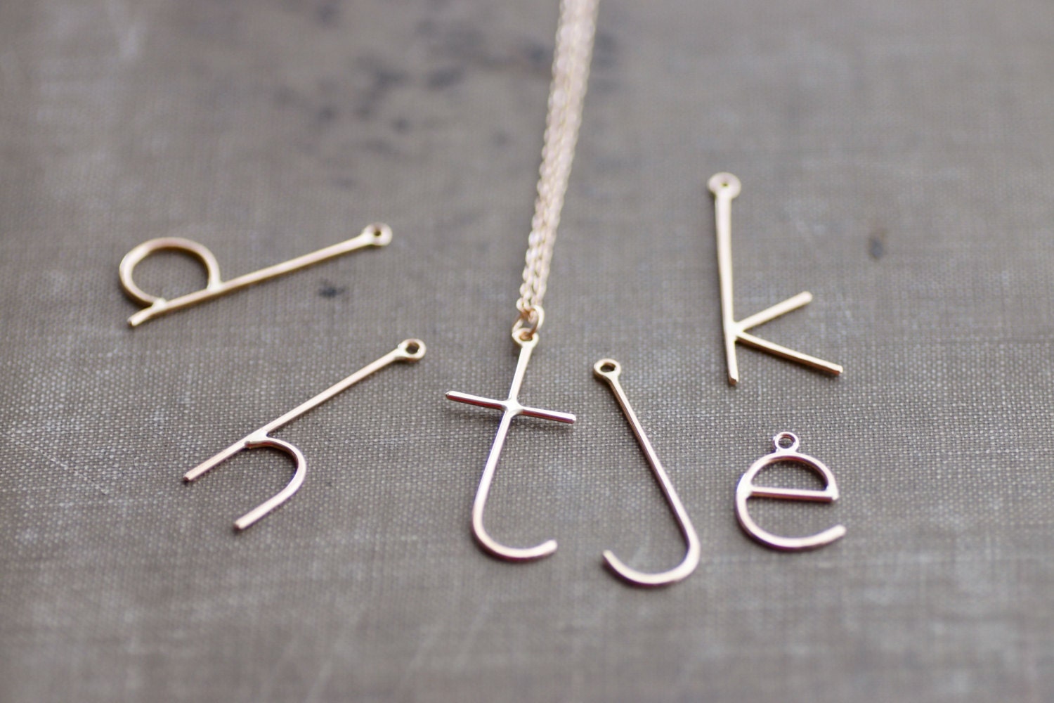 Custom Initial Monogram Letter Necklace in 14 Kt Goldfill with Chain
