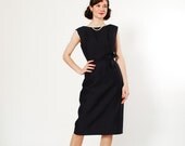Vintage 1960s Dress - 60s Dress - Classic Jackie O - Navy Blue