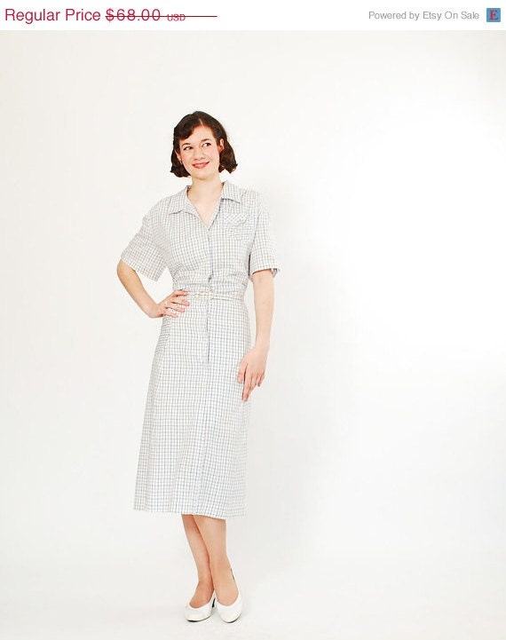 20% OFF - 1940s Plus Size Dress - 40s Dress - Countryside Plaid