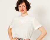 30% OFF - 50s Blouse - 1950s Cotton Blouse - The White Triangle Blouse