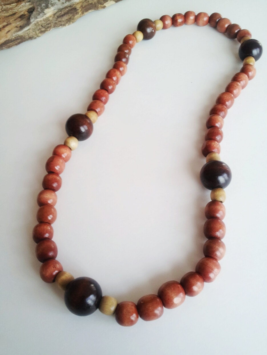 Mens large wood bead necklace- The Waseyu no.10