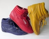 Reebok Classic High-Top Shoes in Purple, Red, and Yellow - Women's Size 11