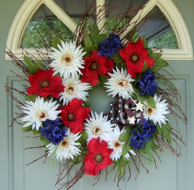 Patriotic Wreath - Red White and Blue Wreath - Fourth of July Wreath - Summer Wreath