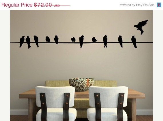 SALE 10% OFF Wall Decal BIRDS on a Wire 11 Feet