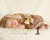 Newborn Unisex Variegated Browns and Grays Colored Cocoon Pod (Bottom can be open or closed with ribbon)