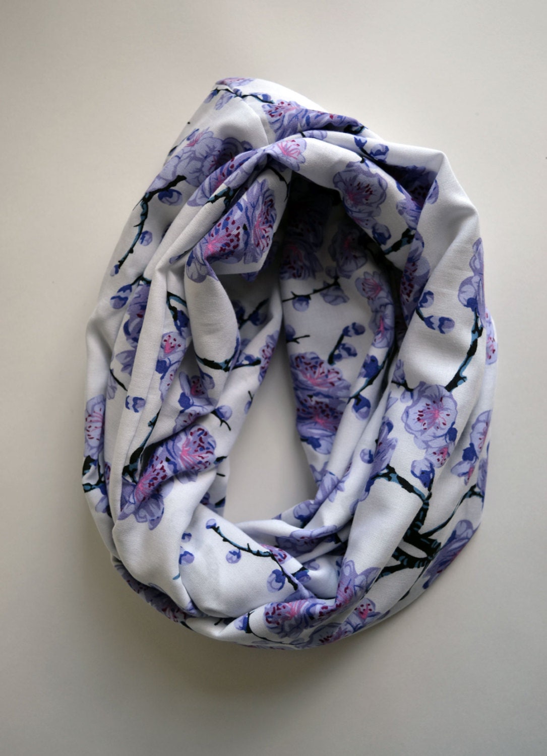 INFINITY SCARF - Circle Scarf - Cotton Scarf - SaKura print Spring Summer Scarf - Spring Fashion - Japan