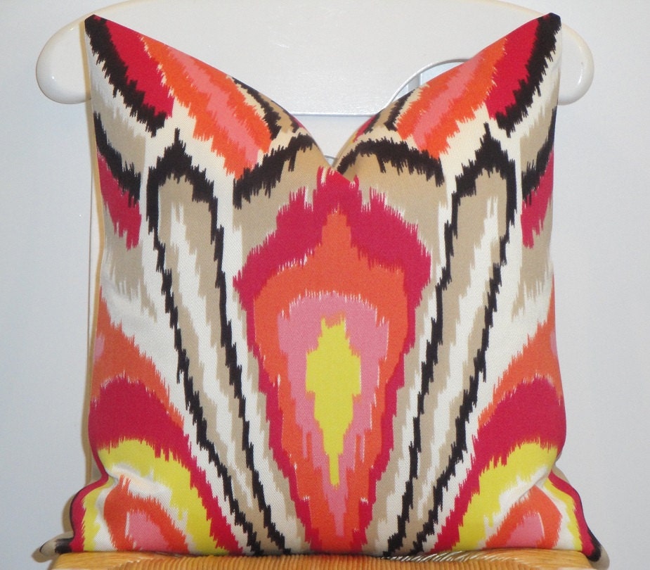 Trina Turk for Schumacher - Fits 18 x 18 - Decorative Pillow Cover - Indoor/Outdoor - Peacock Print in Punch