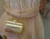 1950s Sasha gold clutch with rhinestone kisslock
