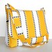 Women's Messenger Bag  / Striped Purse - Yellow and White Stripe with Taupe Brown