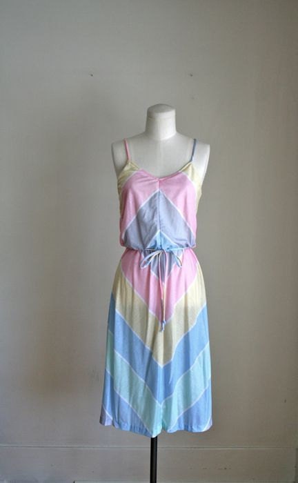 vintage chevron dress - CANDY CHEVRON stripe sundress / XS-S