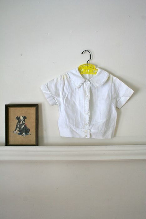 vintage 1920s little girl's blouse - LATTICE LACE cotton blouse / 5T-6yr