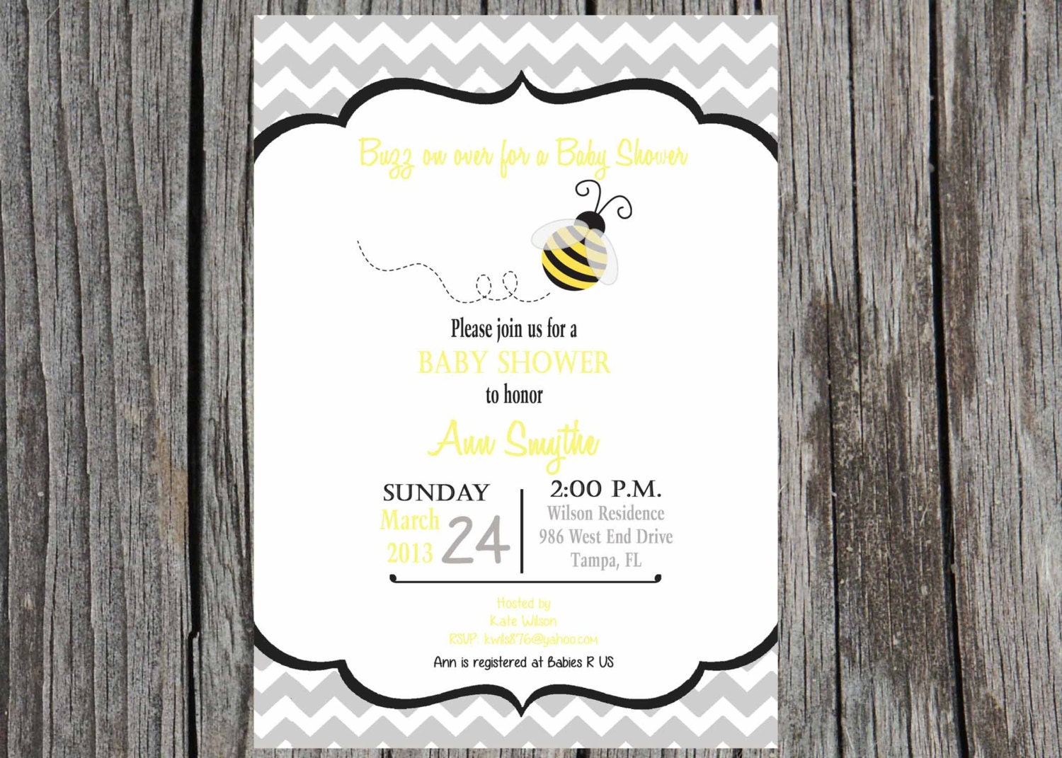 Bee Baby Shower Invitation - Gender Reveal Invitation - Printable and customized
