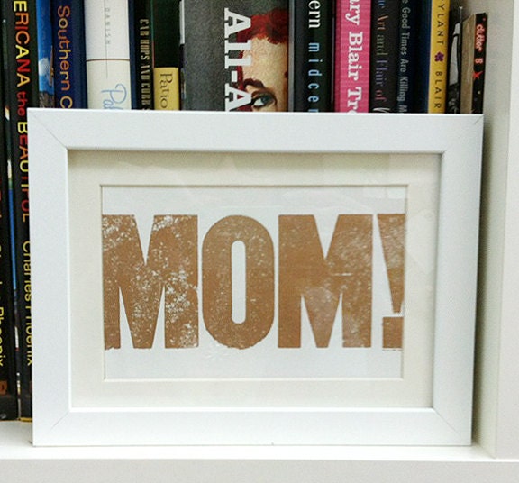 mother's day ... fun gold and pink letterpress framed card for mom