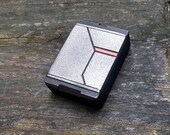 Pill Box HandMade Metal Case Large PillBox for daily use or Cool Gift. Space Punk Ring Box  - Diag Silver