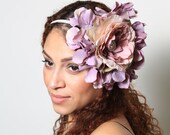 Light Pink and Lavender Rose Elastic Flower Headband