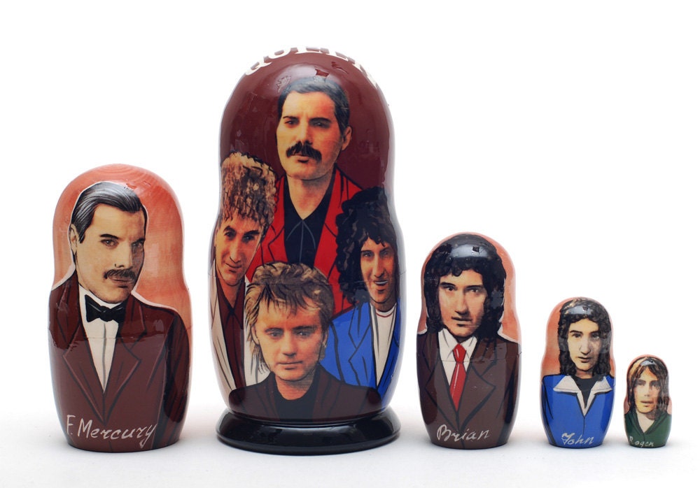 Freddie Mercury Queen Nesting Dolls 5pc matryoshka doll  free shipping
