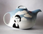 Vintage teapot Madeleine with her head in the clouds
