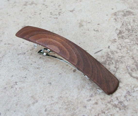 Classic Walnut Wood Hair Barrettes or Hair Clips - 2 3/4"(7cm) Clips - 939